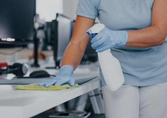Sanitized conference room after office cleaning service