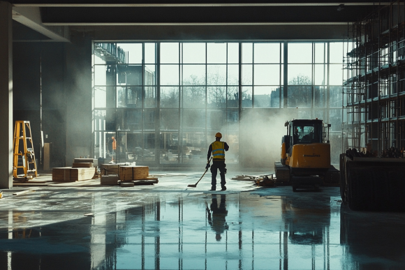 Professional post-construction cleaning of a newly built Massachusetts commercial space