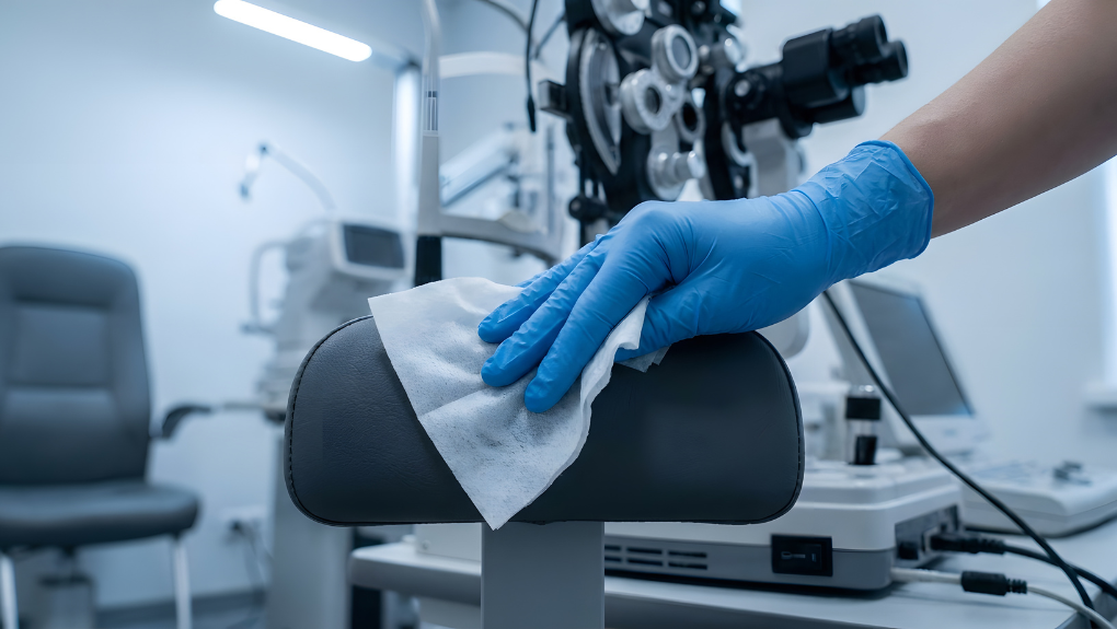Professional cleaning of a medical exam room in Massachusetts