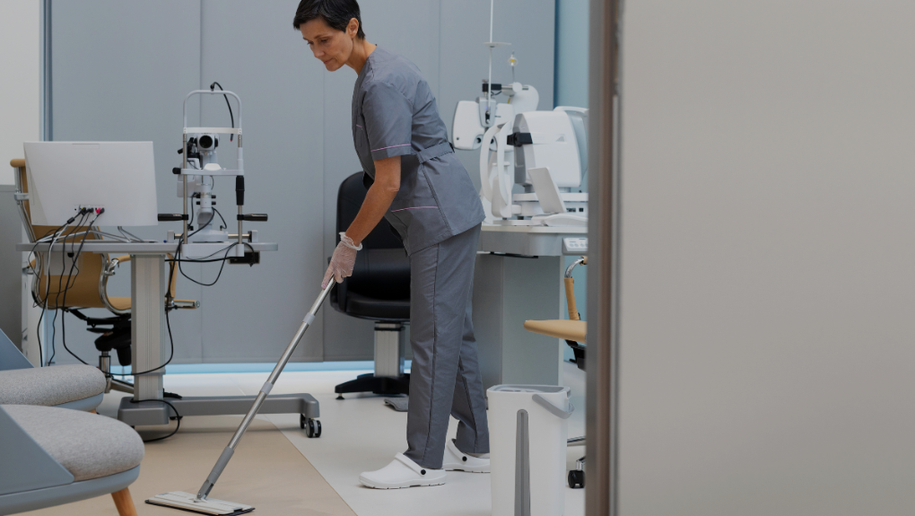 Thorough cleaning of a medical exam room by MC Cleaning Service