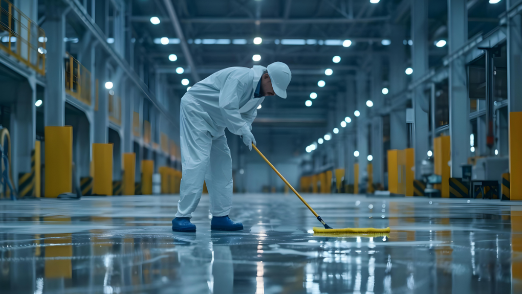 Professional industrial cleaning service in a Massachusetts warehouse facility