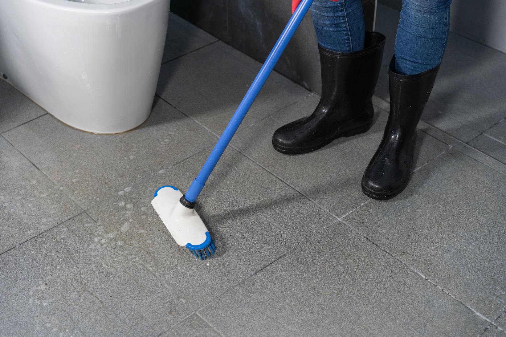 Professional floor cleaning detail work in a Stoughton Massachusetts business