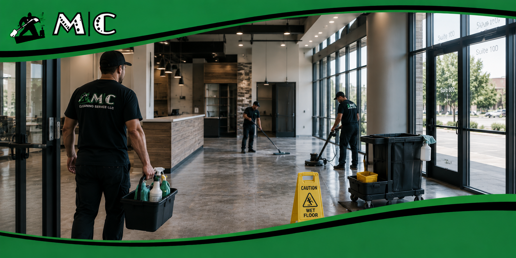 High-traffic office corridor showing why regular professional cleaning matters